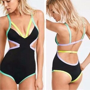 Victoria's Secret Black Swimsuit with Vibrant Straps